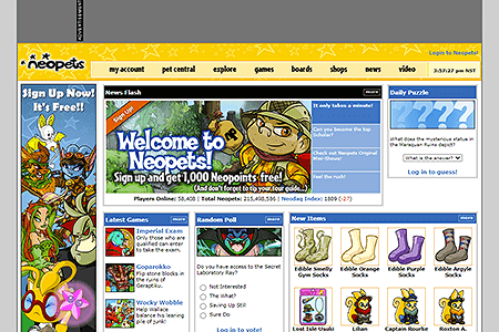 Neopets website in 2007