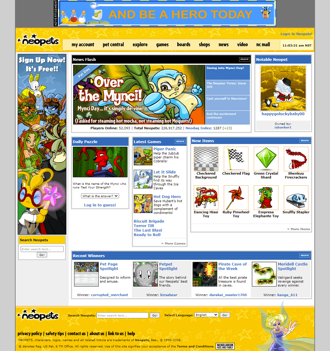 Neopets website in 2008