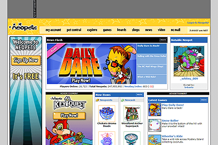 Neopets website in 2009