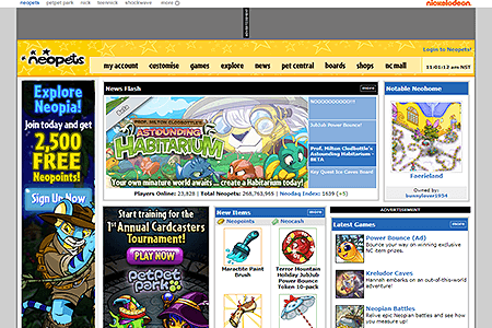 Neopets website in 2010