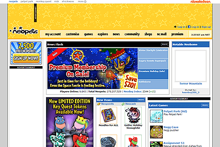 Neopets website in 2012