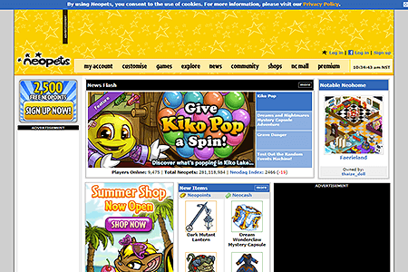 Neopets website in 2014