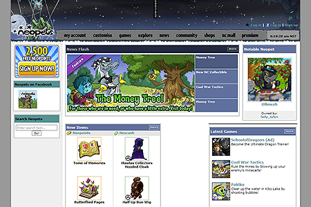 Neopets website in 2016