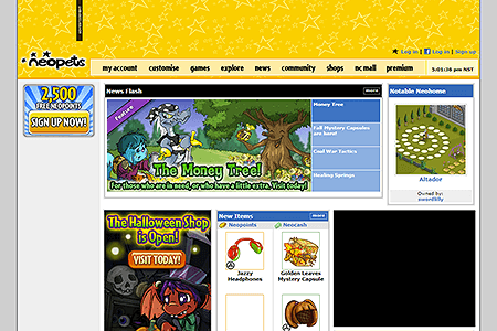 Neopets website in 2018