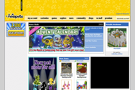 Neopets website in 2019