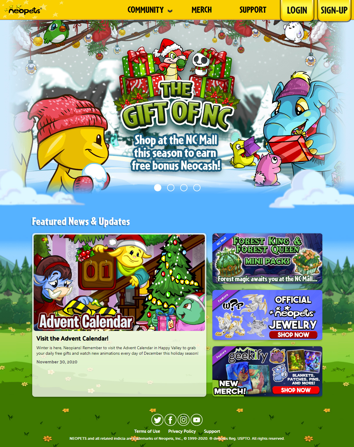 Neopets website in 2020