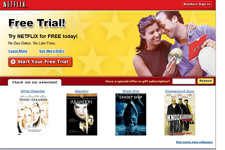 Netflix website in 2003