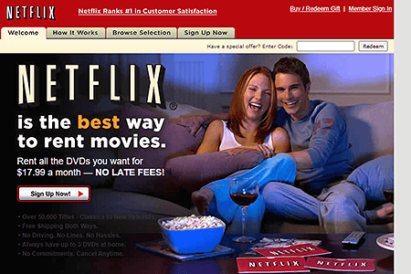 Netflix website in 2005