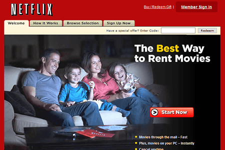 Netflix website in 2007