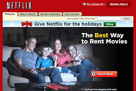 Netflix website in 2008