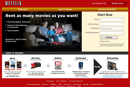 Netflix website in 2009
