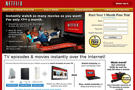 Netflix website in 2010