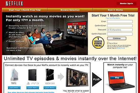 Netflix website in 2011
