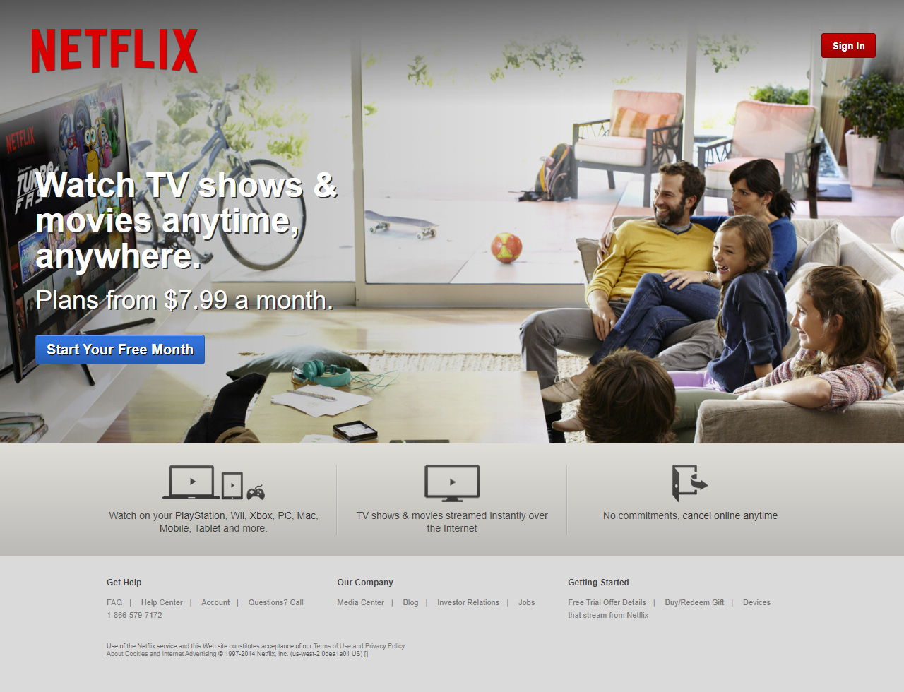 Netflix website in 2014
