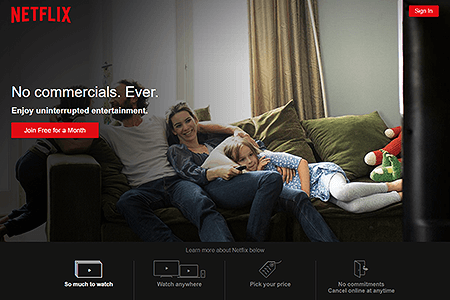 Netflix website in 2015