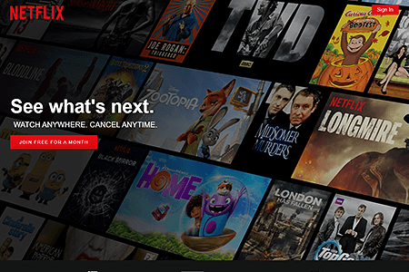 Netflix website in 2016