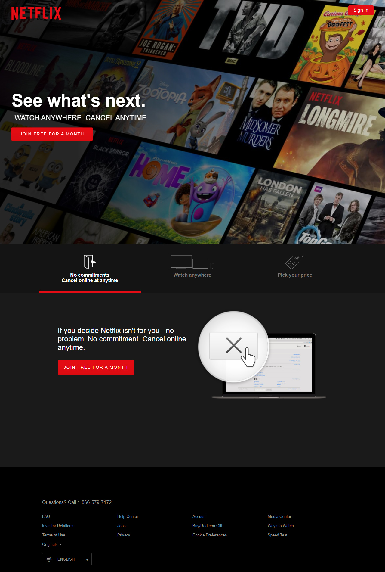 Netflix website in 2016