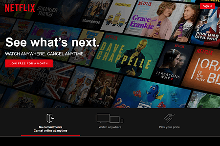 Netflix website in 2017
