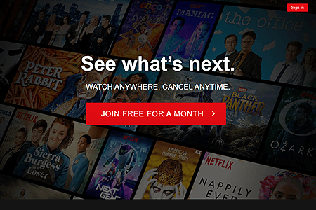 Netflix website in 2018