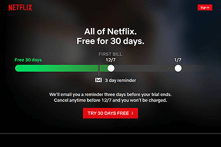 Netflix website in 2019