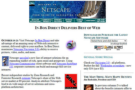 Netscape website in 1996