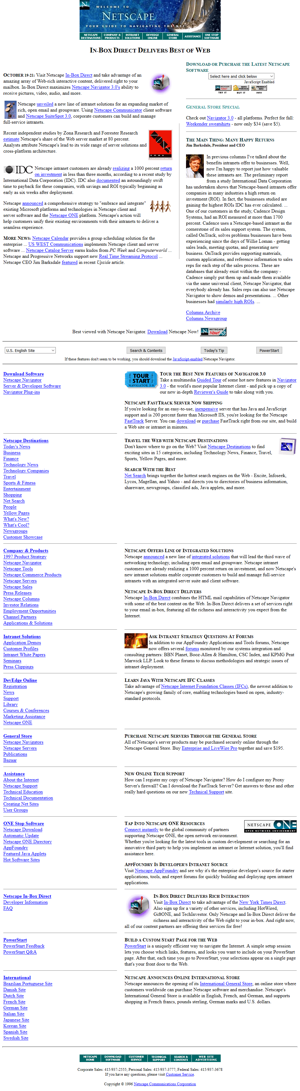Netscape website in 1996
