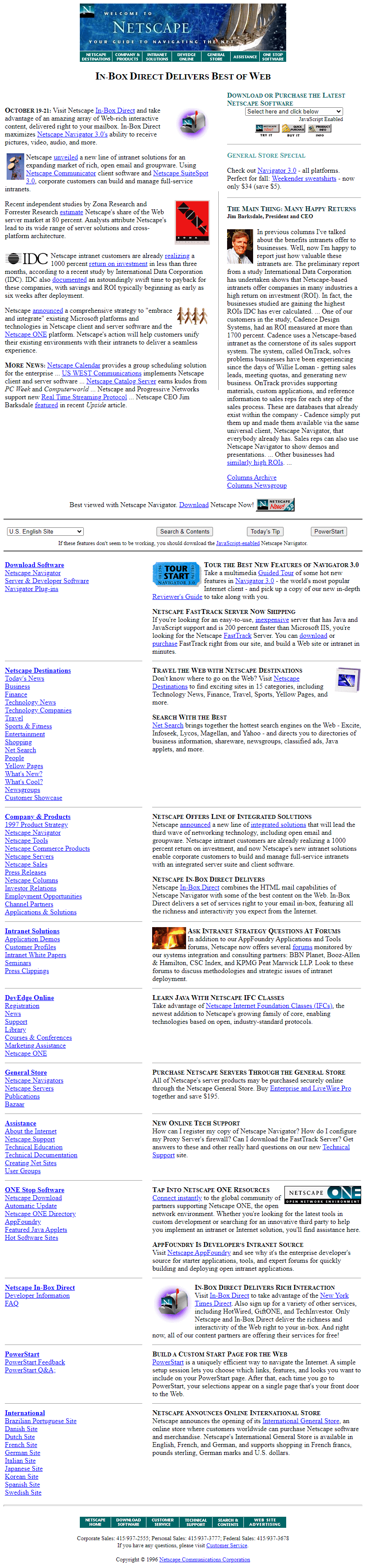 Netscape website in 1996