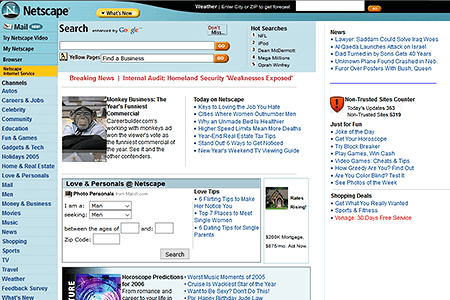 Netscape website in 2005