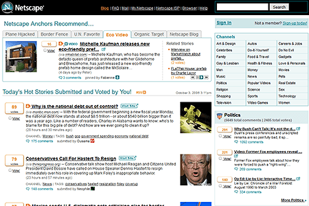 Netscape website in 2006