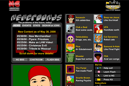 Newgrounds website in 2000