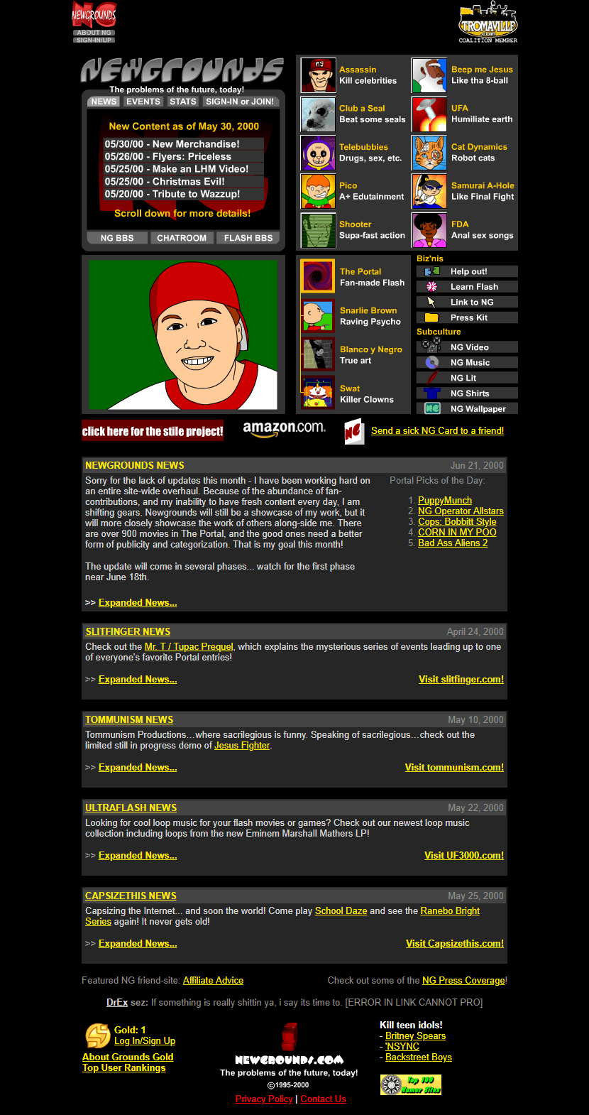 Newgrounds website in 2000
