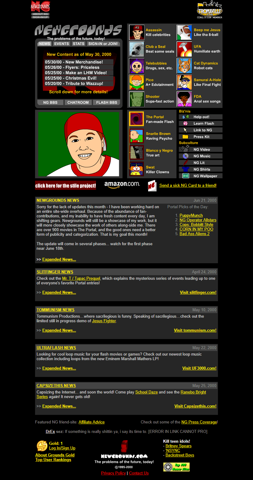 genvinde Hen imod Indsigt Newgrounds in 2000 | Web Design Museum