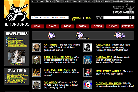 Newgrounds website in 2001