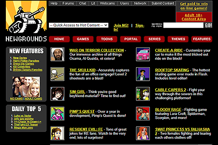 Newgrounds website in 2002