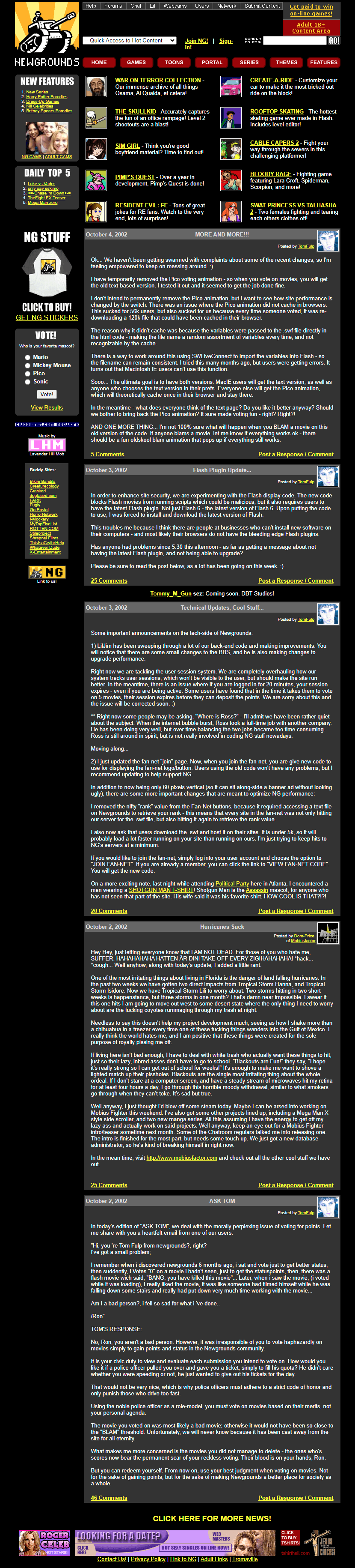 Newgrounds website in 2002