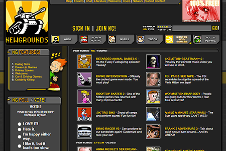 Newgrounds website in 2003