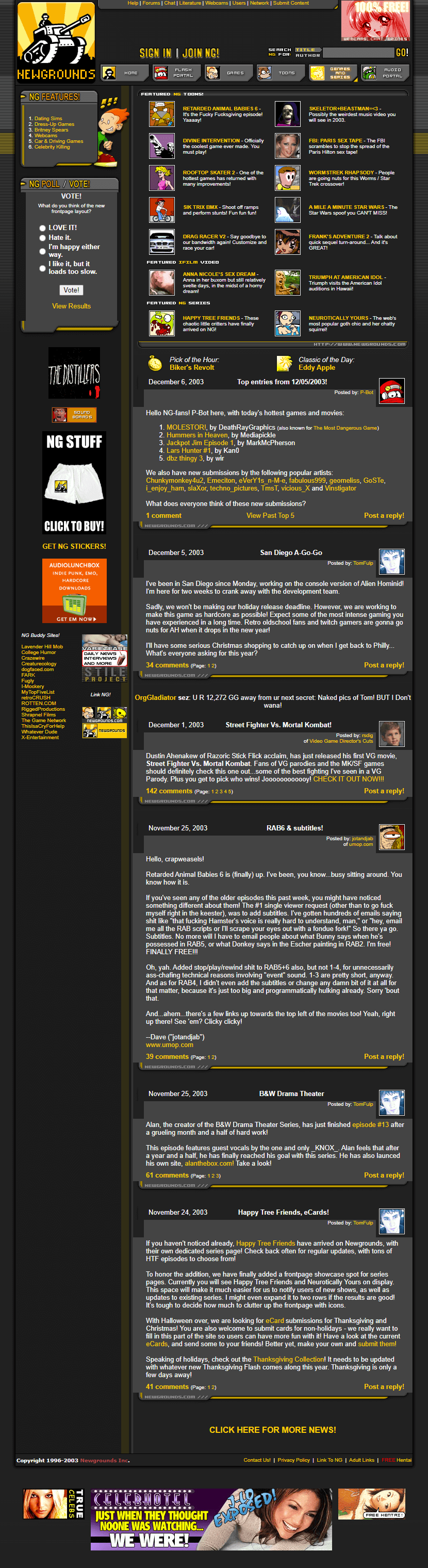 Newgrounds website in 2003