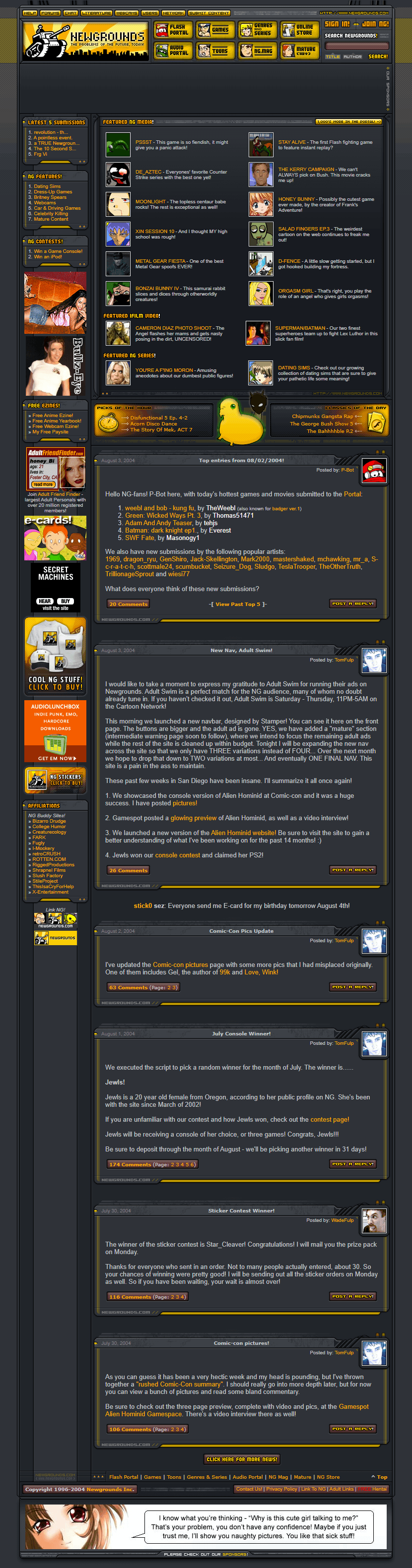 Newgrounds website in 2004