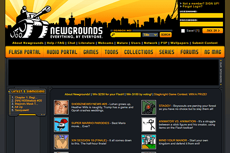 Newgrounds website in 2006