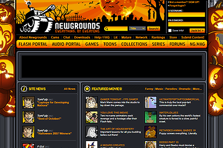 Newgrounds website in 2007