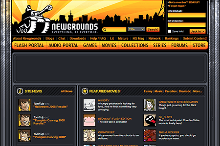 Newgrounds website in 2008