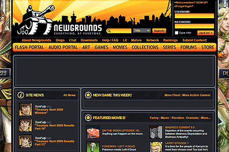 Newgrounds website in 2009