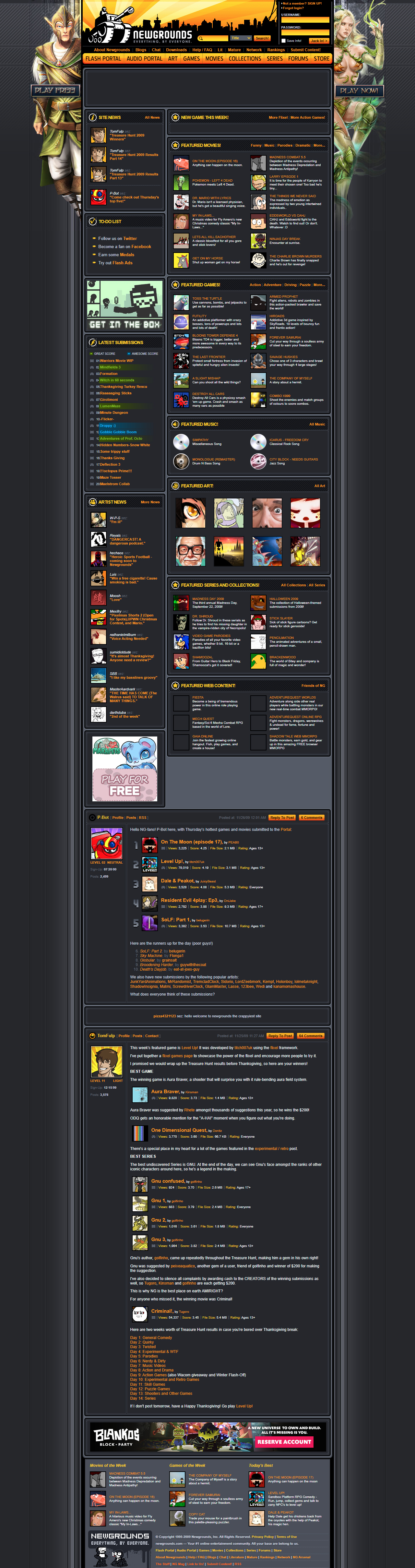 Newgrounds website in 2009