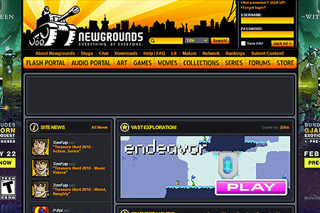 Newgrounds website in 2010