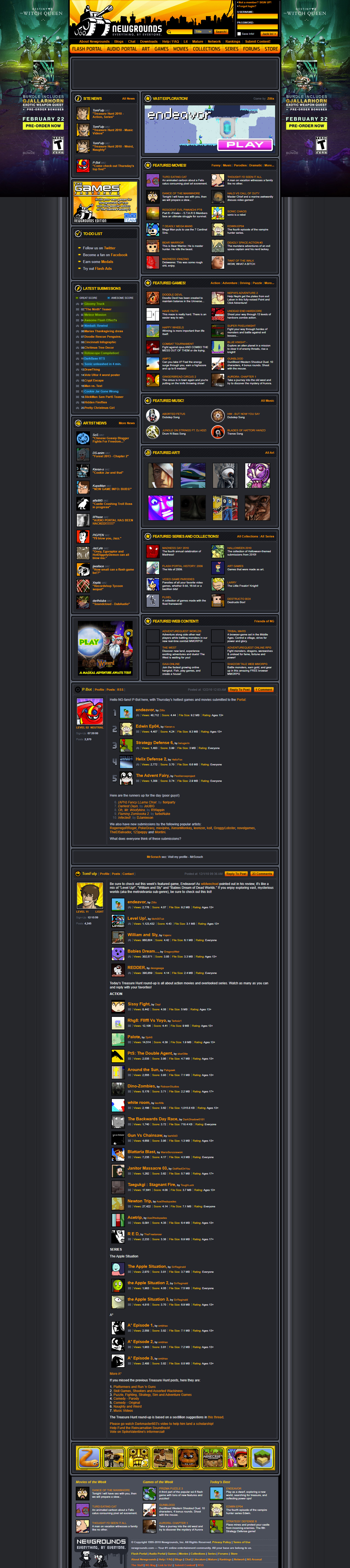 Newgrounds website in 2010