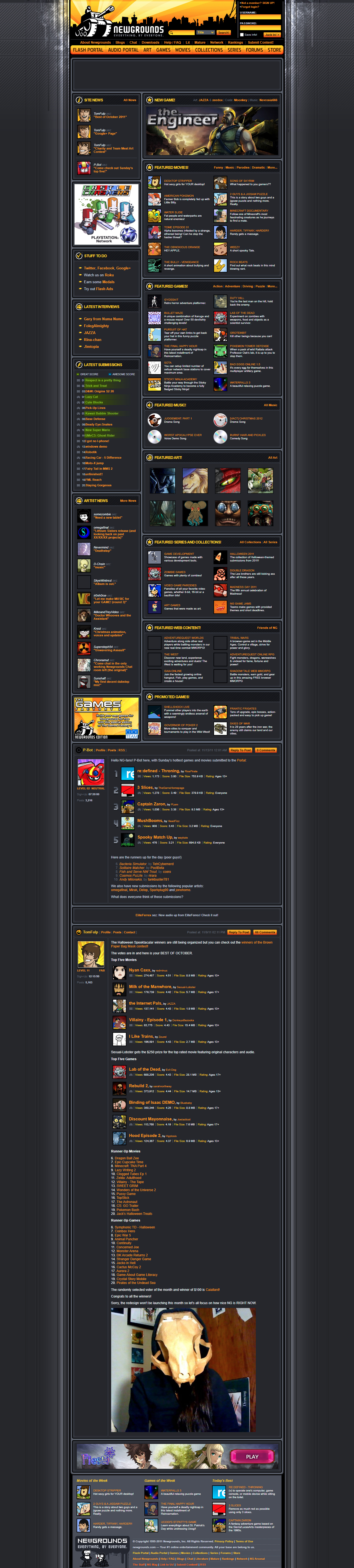 Newgrounds website in 2011