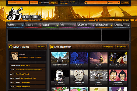 Newgrounds website in 2012