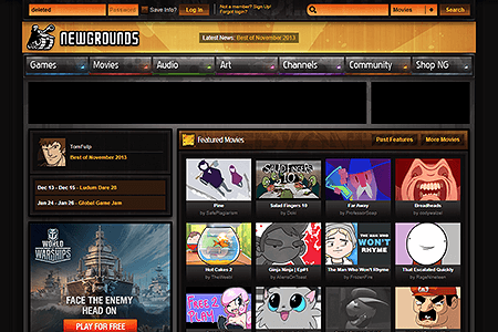 Newgrounds website in 2013