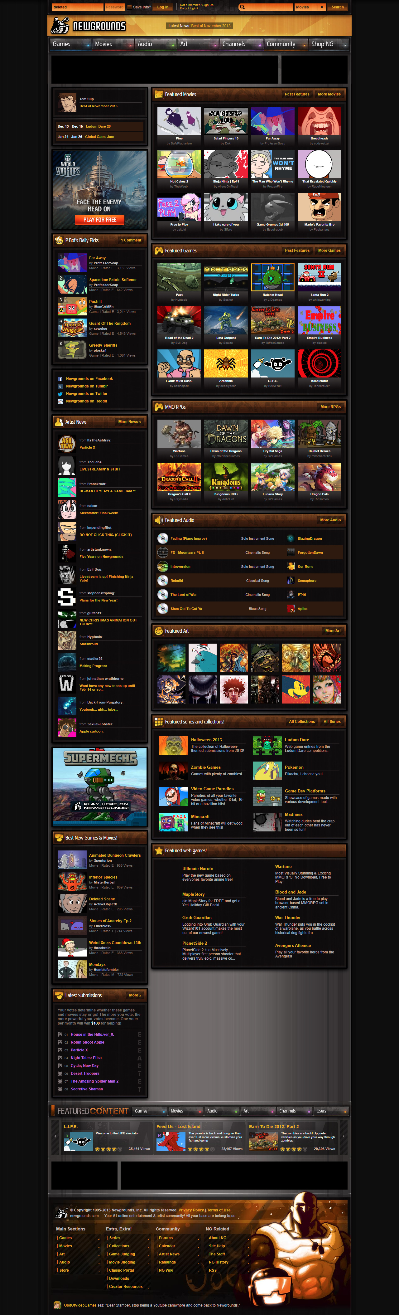 Newgrounds website in 2013