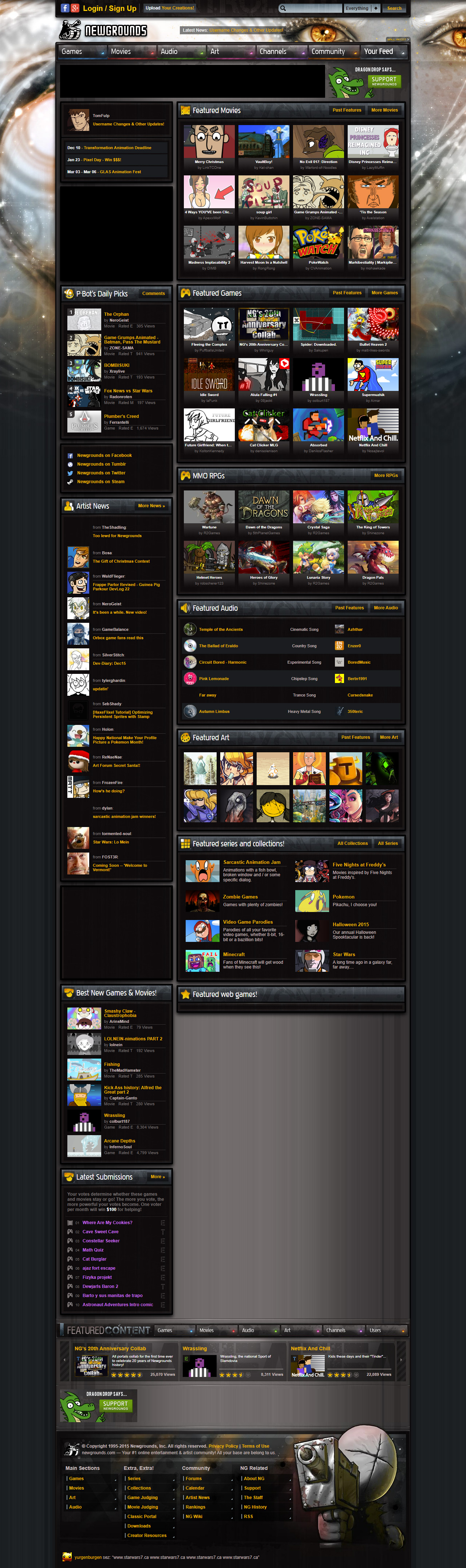 Newgrounds website in 2015